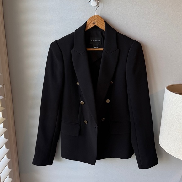 Club Monaco Women's Jowdie Double Breasted Tailored Black Blazer - Picture 2 of 10